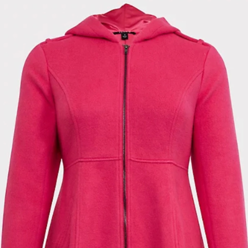 Torrid Neon Pink Hacci Hooded Fit & Flare Coat Size 1